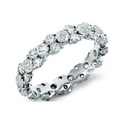 1.00 Ct Color F-G Round Cut Natural Diamond Unique Eternity Band for Anniversary Gift Solid 14K White Gold Size 7
